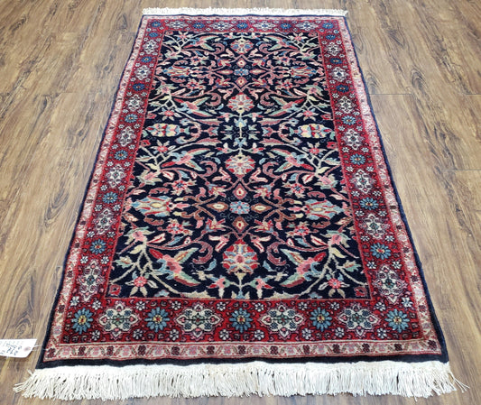 Antique Persian Sarouk, Wool, Hand-Knotted, Blue & Red, 3'1" x 5'3" - Nuvé
