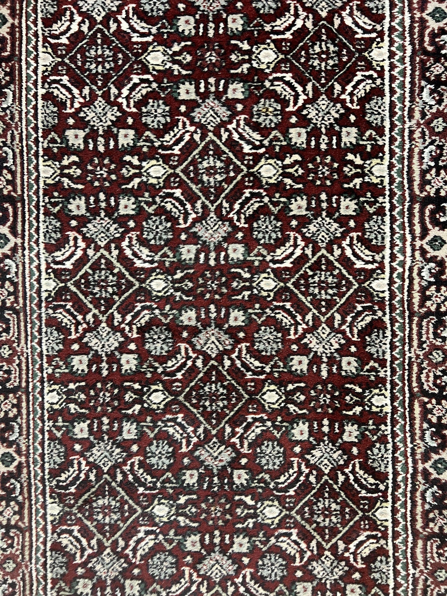 Indo Persian Runner Rug 2.7 x 8, Wool Hand Knotted Vintage Carpet, Red Black, Herati Allover Pattern, Oriental Runner, Rug for Hallway - Nuvé