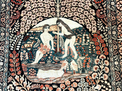 Stunning Sino Persian Pictorial Rug 2.7 x 4, Garden of Eden Adam & Eve Tree of Life Design, Extremely Fine 580 KPSI, Masterpiece - Nuvé