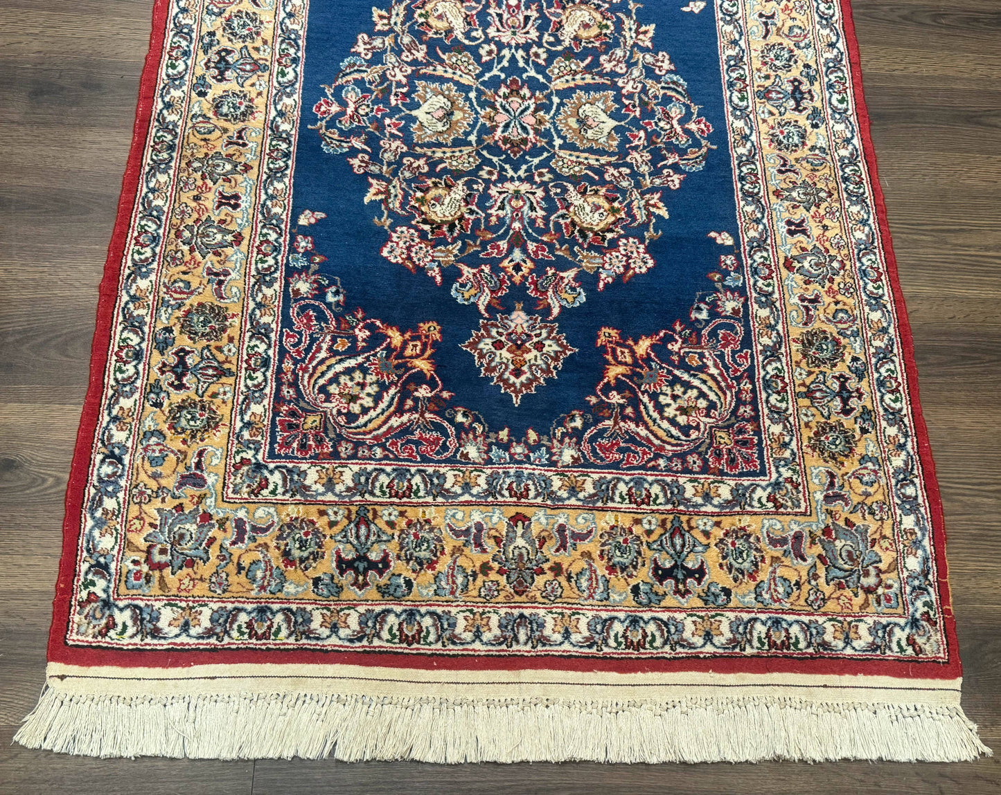 Blue Persian Qum Rug 3.6 x 5, Floral Medallion, Fine 310 KPSI - Nuvé