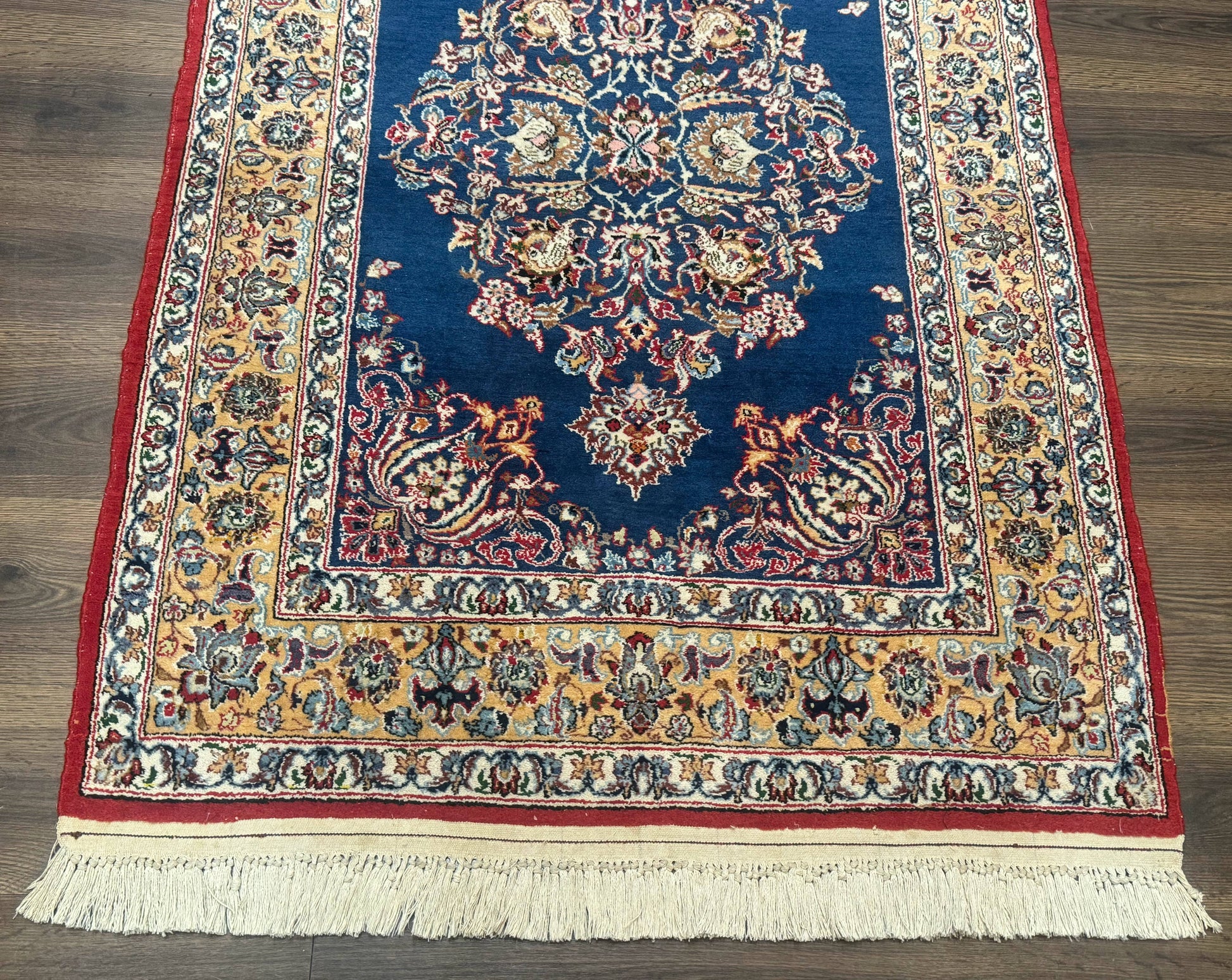 Blue Persian Qum Rug 3.6 x 5, Floral Medallion, Fine 310 KPSI - Nuvé