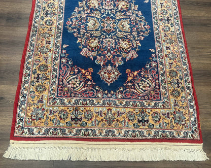 Blue Persian Qum Rug 3.6 x 5, Floral Medallion, Fine 310 KPSI - Nuvé