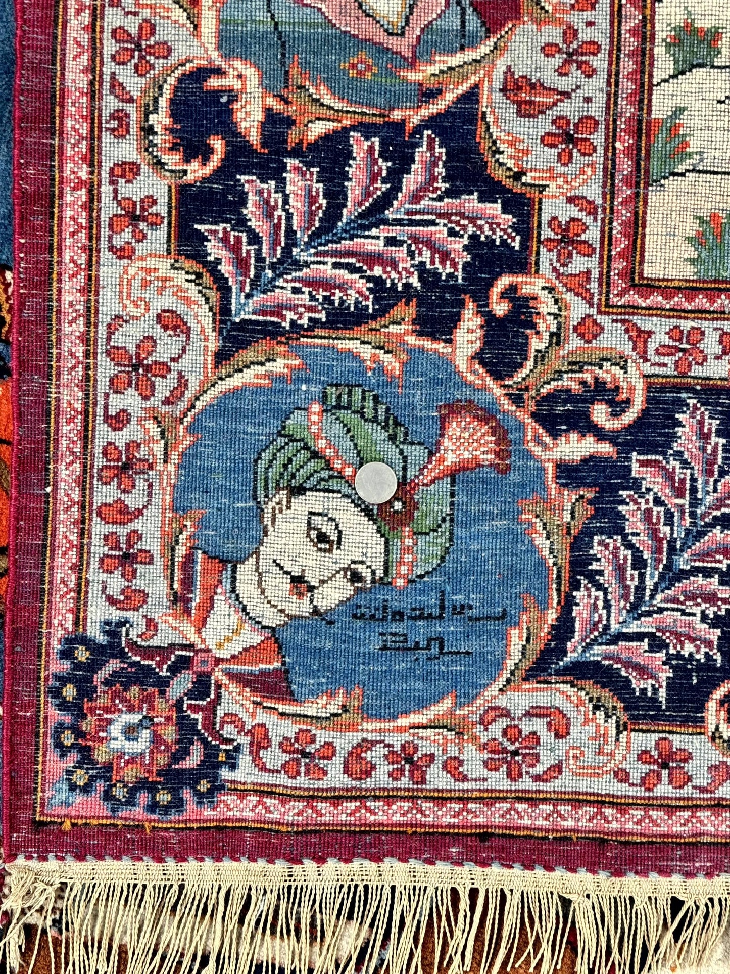 Rare Persian Kashan Pictorial Rug 6x9, King Bahram Hunting Scene, Persian Kings, Hand Knotted Persian Rug for Wall Hanging, Antique, Wool - Nuvé