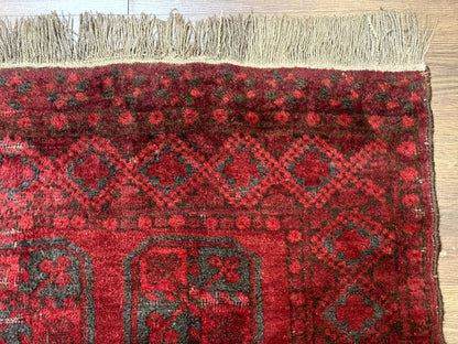 Afghan Turkoman Bokhara Bashir Rug 3x6, Red - Nuvé