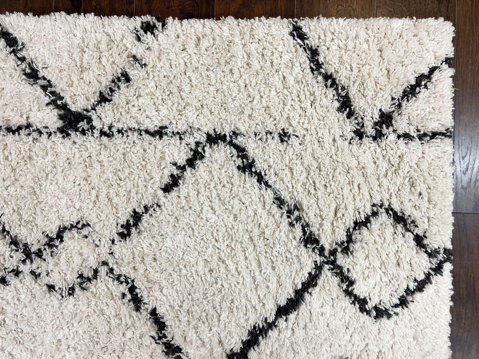 Modern Shag Rug 5x7, Ivory and Black Area Rug 5 x 7 ft - Nuvé