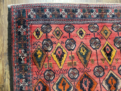 4 x 8 Handmade Baluch Afghan Turkoman Tribal Wool Rug Organic Dyes 8x4 Carpet