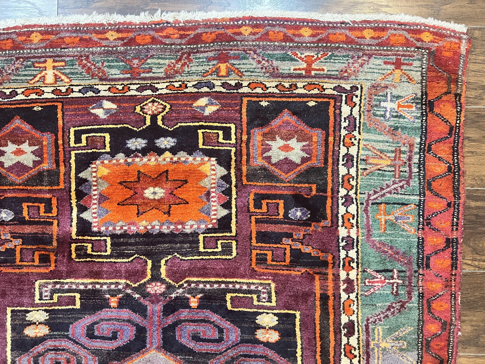 Persian Tribal Rug 5x6, Persian Nahavand Rug, Purple, Geometric Vintage Wool Handmade Carpet - Nuvé