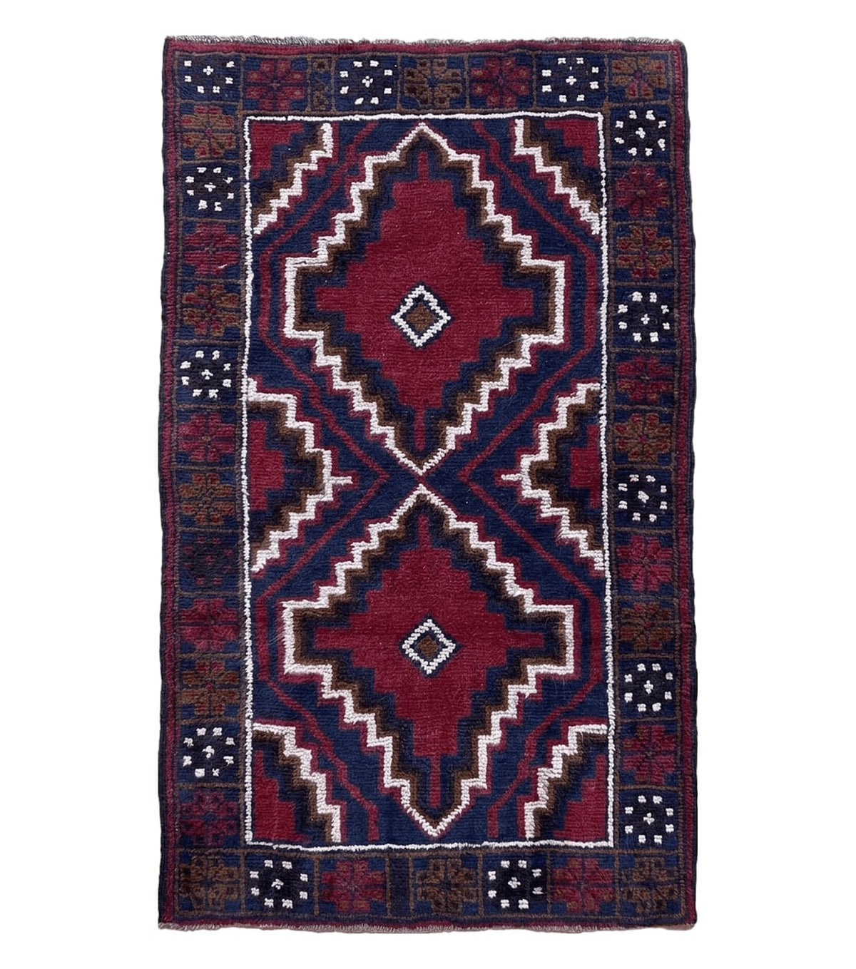 3 X 5 Vintage Handmade Tribal Wool Rug Balouchi Rug Afghan Rug Red Beige Nice