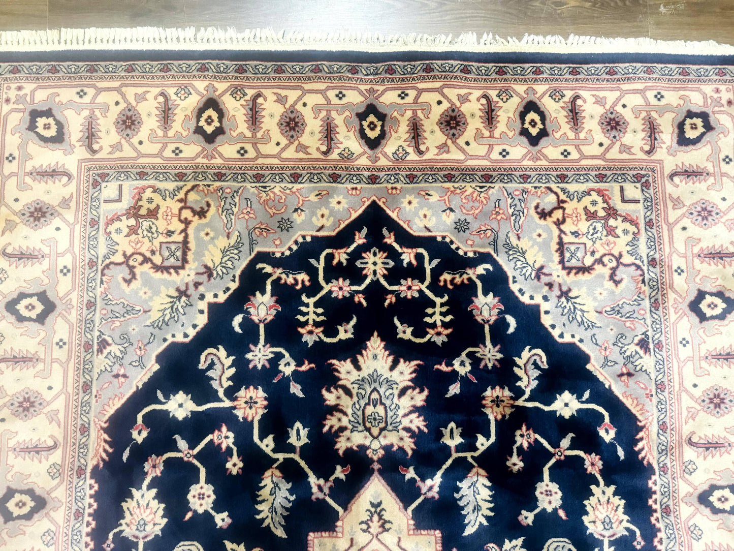 Karastan Rug Navy Serapi, Kara Shah Rug, Navy Blue, 5.6 x 8.6, Vintage Karastan Area Rug, Wool Pile Karastan Rug - Nuvé