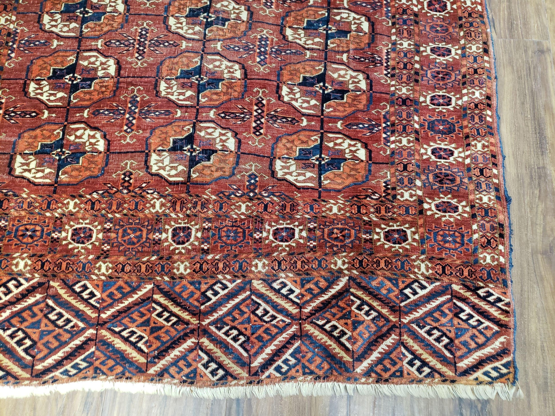 4x7 Antique Yamud Rug Russian Rug Turkoman Rug Fine Weave Rug - Nuvé