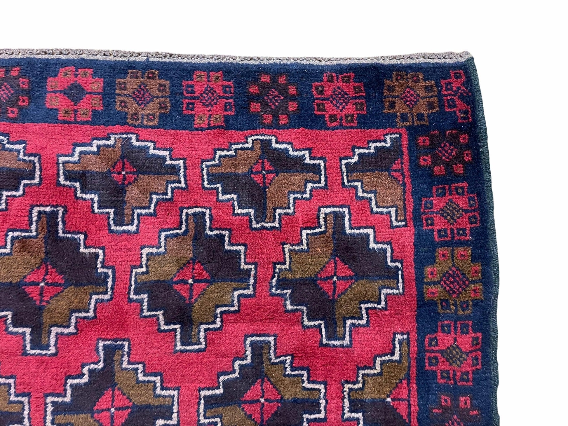 3' X 4' 7" Vintage Handmade Tribal Wool Rug Balouchi Rug Afghan Rug Red Brown - Nuvé