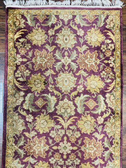 Indian Agra Runner Rug 2.6 x 17.5, Long Runner Rug for Hallway, Floral Handmade - Nuvé