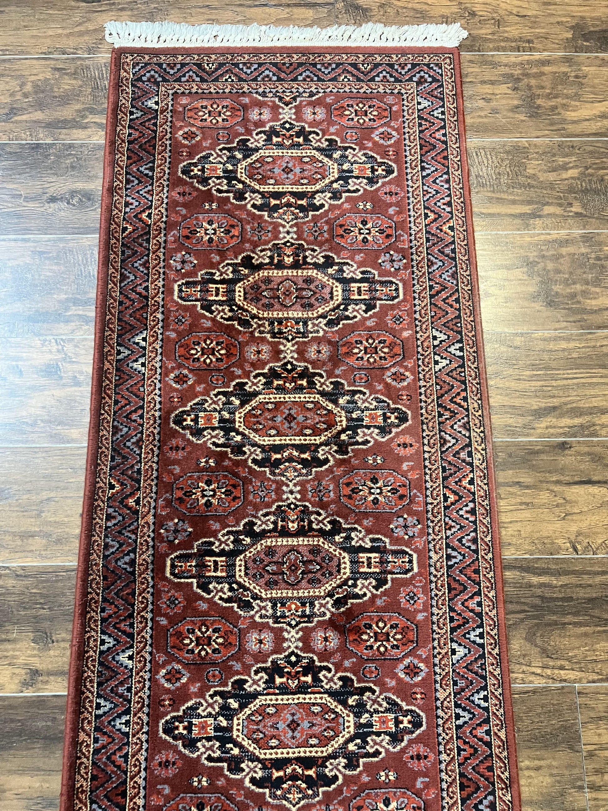 Belgium Power Loomed Runner Rug 2x9, Vintage Wool Rug for Hallway 2 x 9 ft, Red, Caucasian Persian Design, 9ft Runner - Nuvé