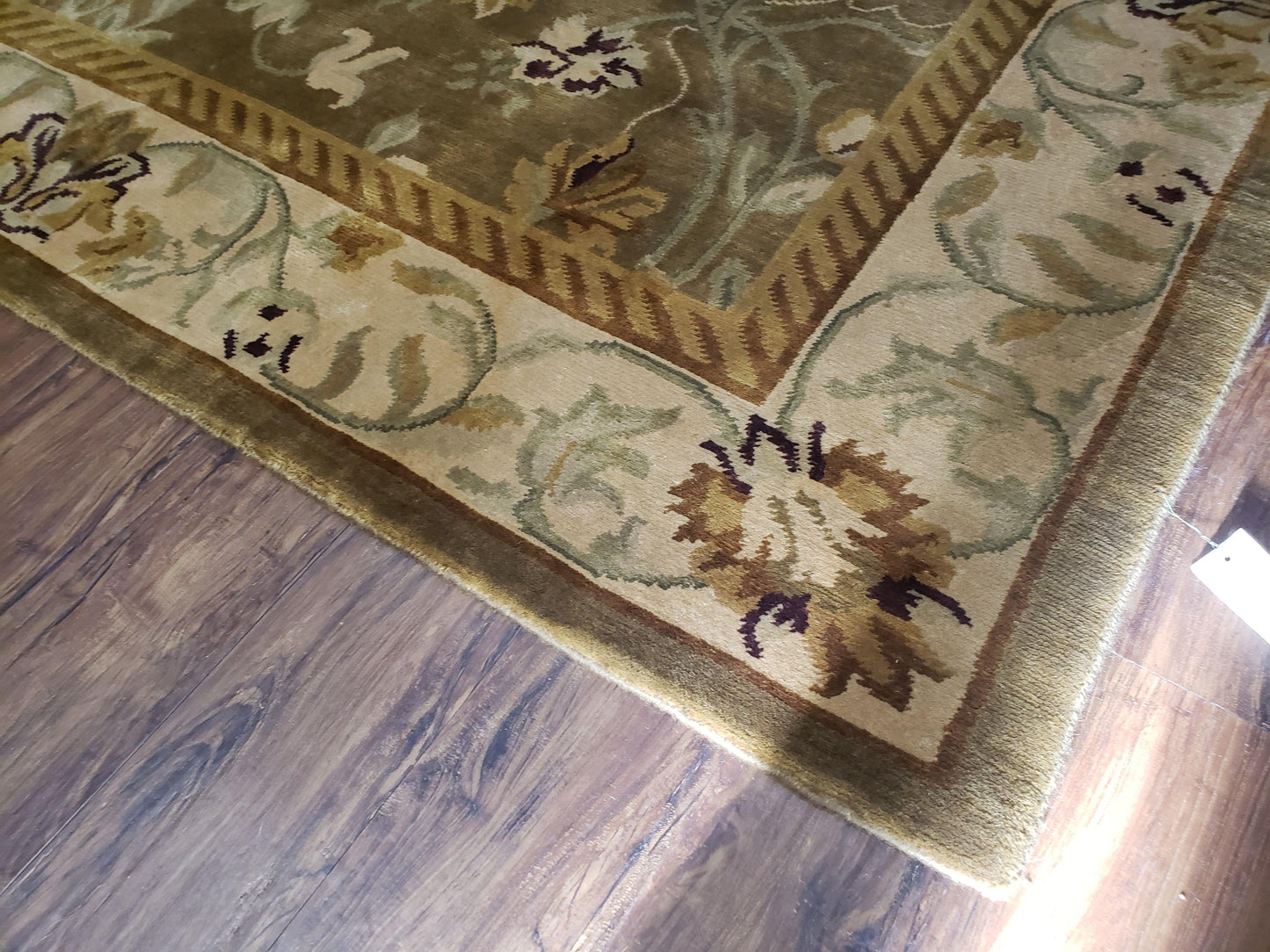8x10 Rug - Plush Tibetan Rug - Green & Beige Floral Rug - Large Handmade Wool Rug - 250x300 Carpet - Nuvé