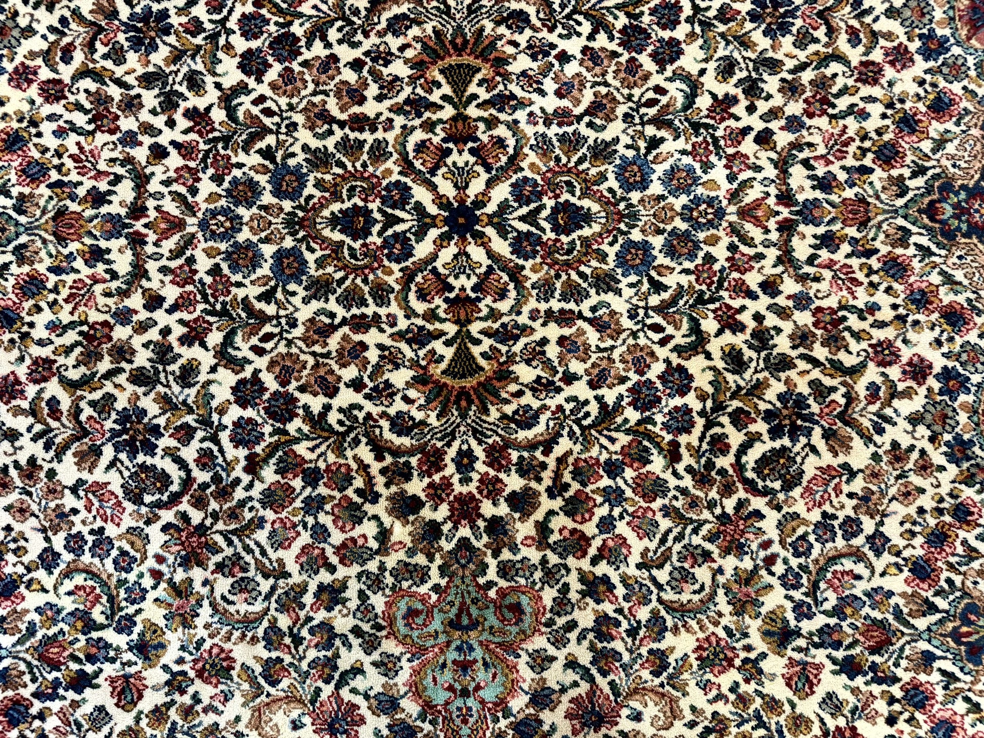 Karastan Rug #742 Floral Kirman 8.8 x 12, Wool Pile, Vintage Original Series, Rare - Nuvé