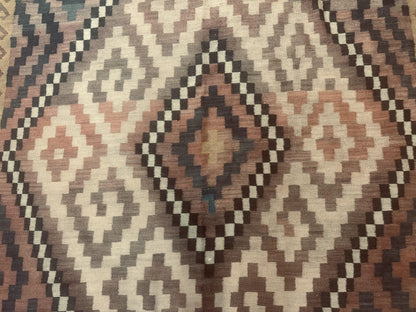 Antique Persian Tribal Kilim Rug 9x12, Zig Zag Pattern Kilim, Zarand Rug, Wool, Earth Tone Colors - Nuvé
