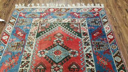 4' X 6' Handmade Turkish Super Kazak Shirvan Wool Rug Colorful - Nuvé
