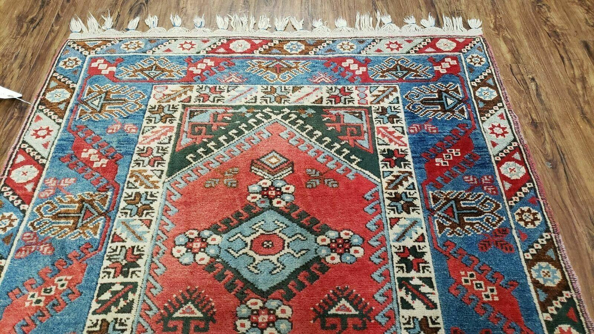 4' X 6' Handmade Turkish Super Kazak Shirvan Wool Rug Colorful