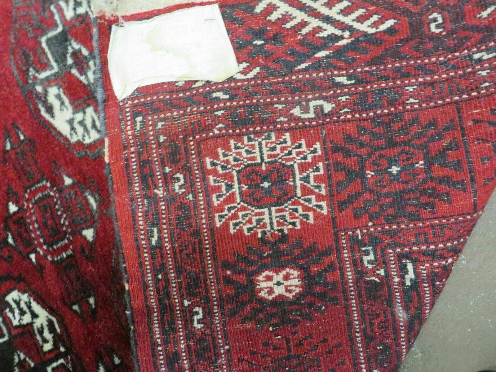 4' 5" X 5' 7" Semi Antique Handmade Afghan Yamud Turkoman Bokhara Wool Rug - Nuvé