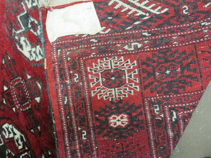 4' 5" X 5' 7" Semi Antique Handmade Afghan Yamud Turkoman Bokhara Wool Rug - Nuvé