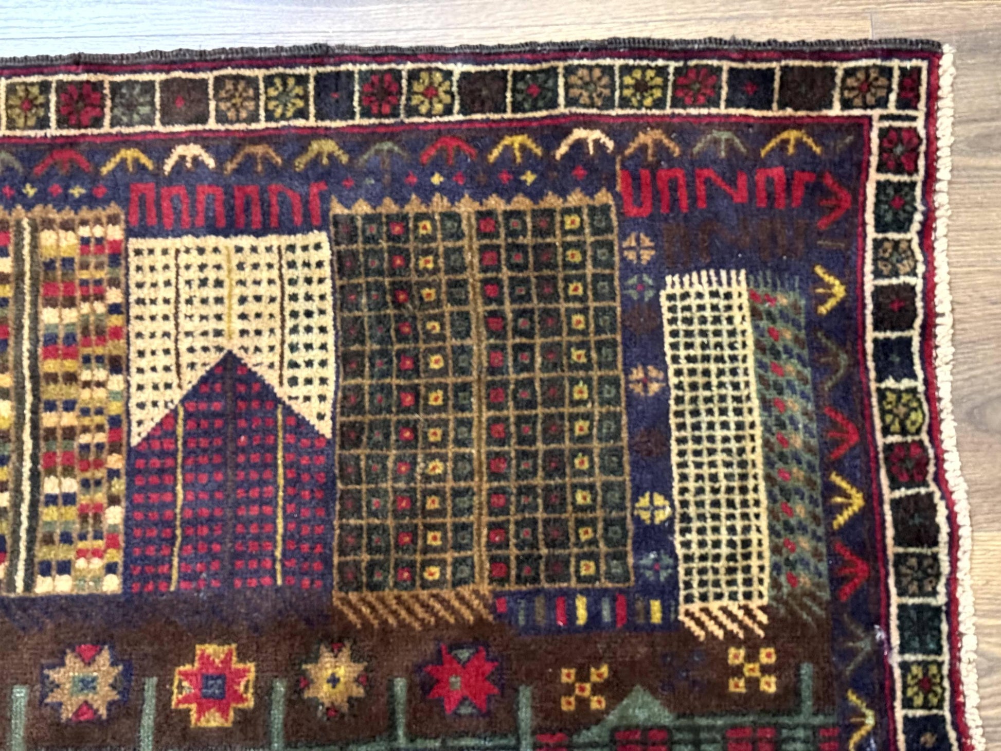 Balouch Rug 3x5, Afghan Carpet, City Pictorial - Nuvé