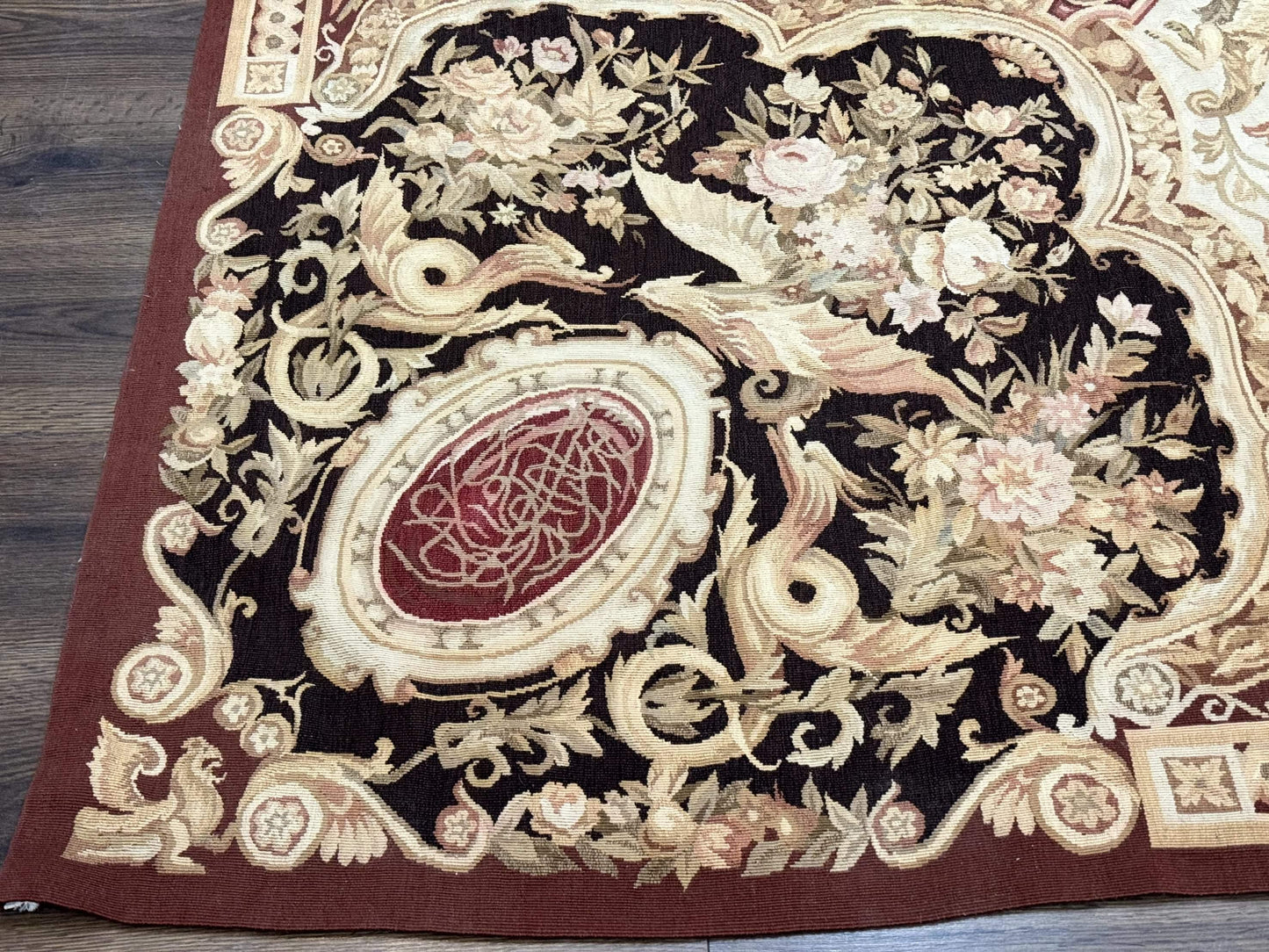 French Aubusson Rug 9x12 - European Design Flatweave Carpet - Nuvé