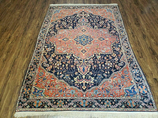 4.5' X 6.5' Handmade Antique Fine Indian Wool Rug Carpet Red - Nuvé