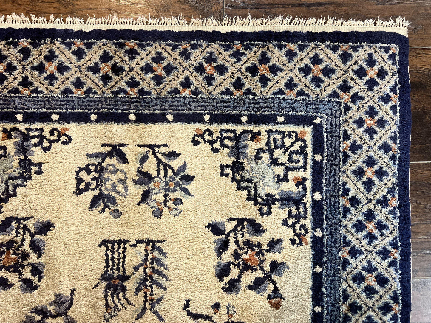 Silk Chinese Rug 3x5, Vintage Handmade Peking Carpet, Asian Oriental Art Deco Rug - Nuvé