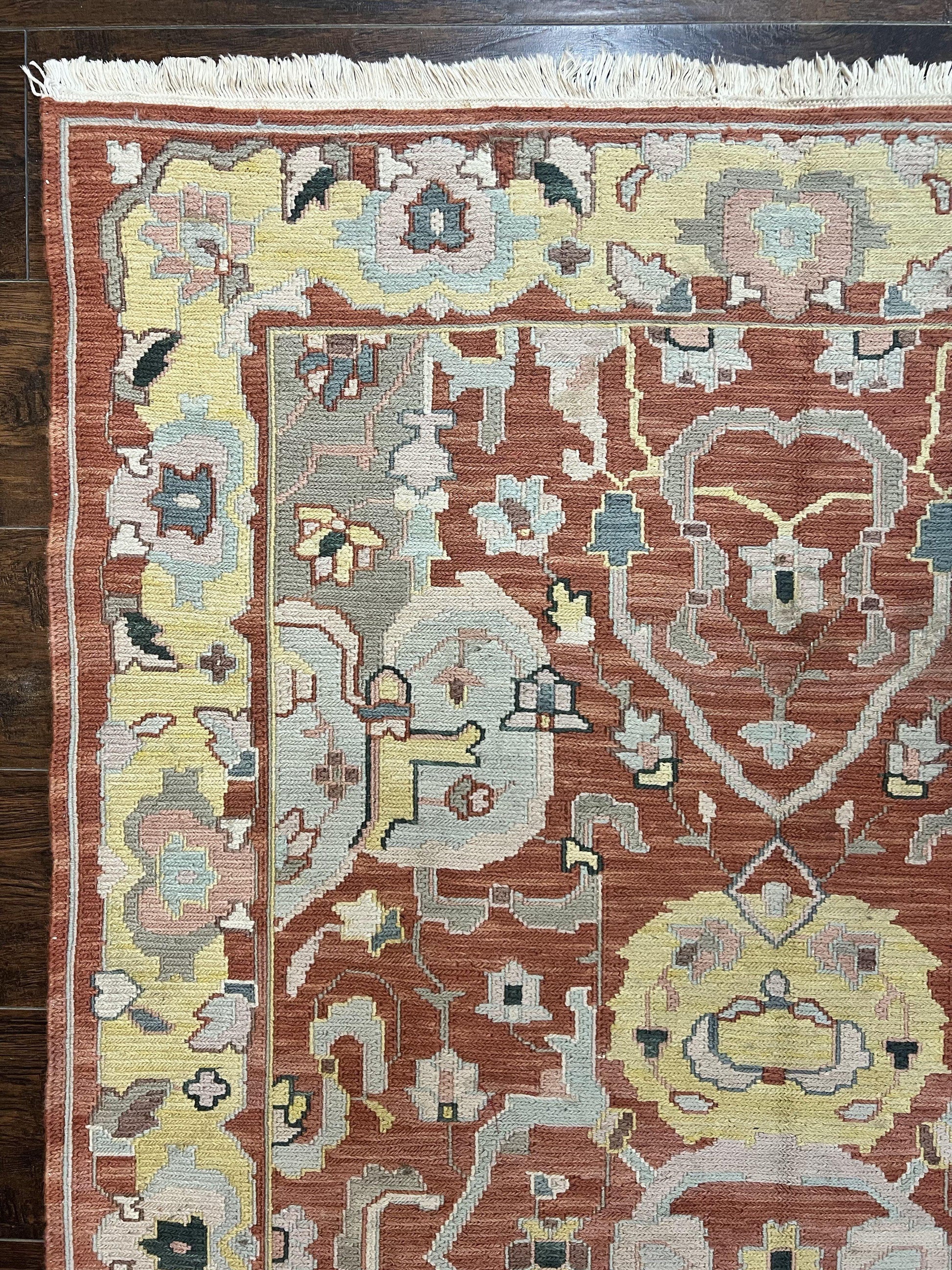 Turkish Flatweave Kilim Rug 4x6, Geometric Wool Handmade Carpet, Vintage - Nuvé