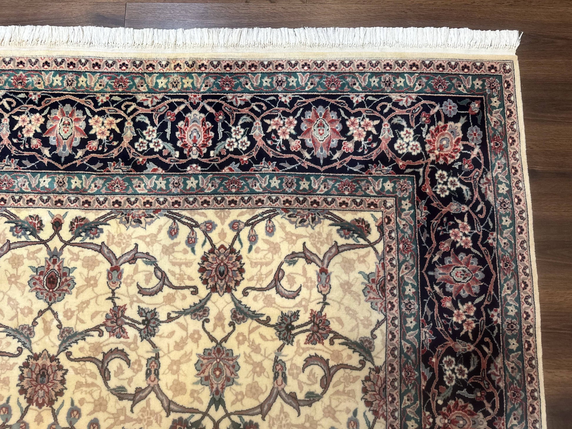 Sino Persian Rug 8x10, Allover Pattern, Beige and Midnight Blue, Wool Oriental Carpet - Nuvé