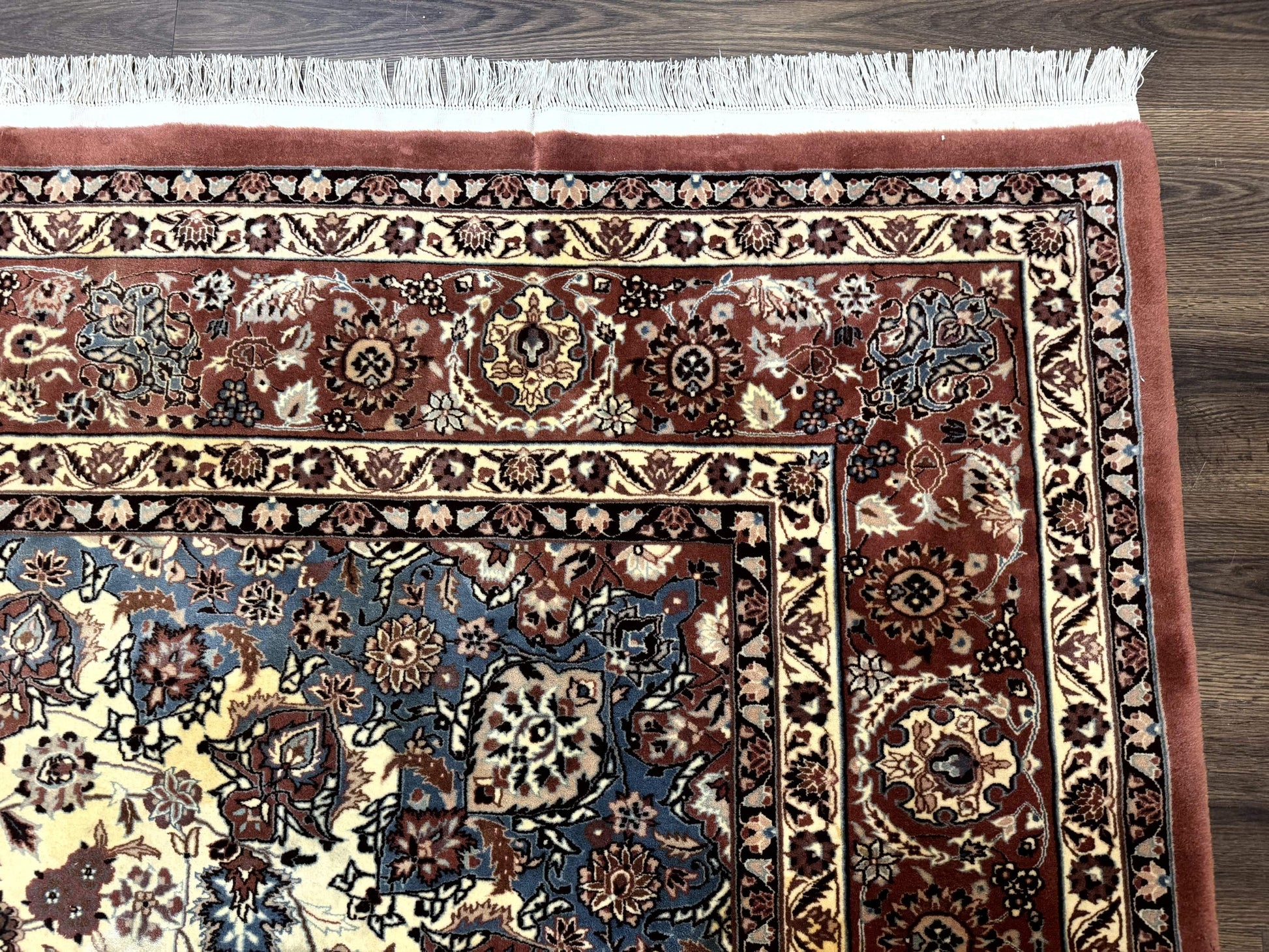 Persian Rug 8x10, Sino Persian Floral Medallion Carpet, Traditional Wool Area Rug, Cream and Brick Red, Fine 210 KPSI - Nuvé