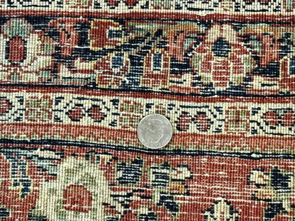 Red Persian Sarouk Rug 3 x 5.8, Antique Wool Carpet, 210 KPSI - Nuvé