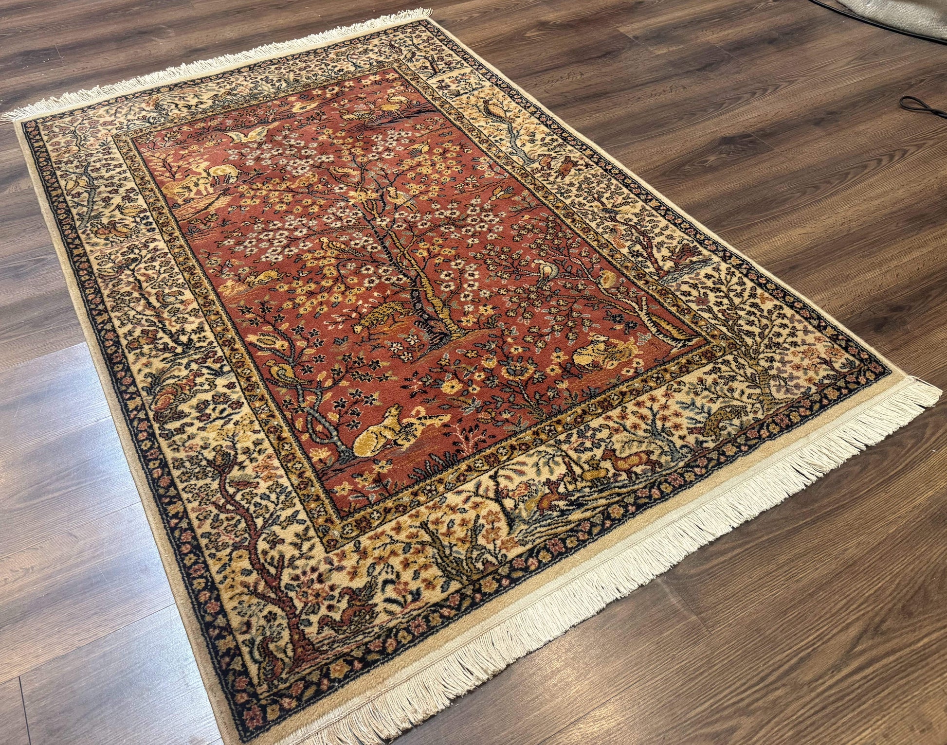 Persian Wool Rug 4x6, Tree of Life Animal Pictorials, Vintage, Power Loomed Ardakan Rug - Nuvé