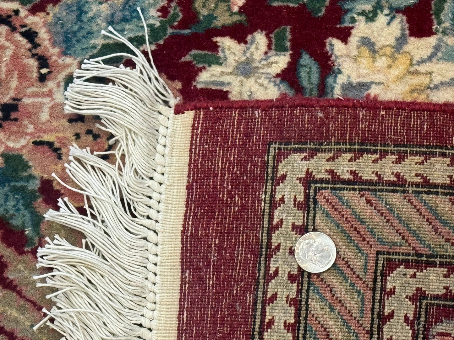 Pakistani Rug 9x12 William Morris Maroon Vintage Floral Wool - Nuvé