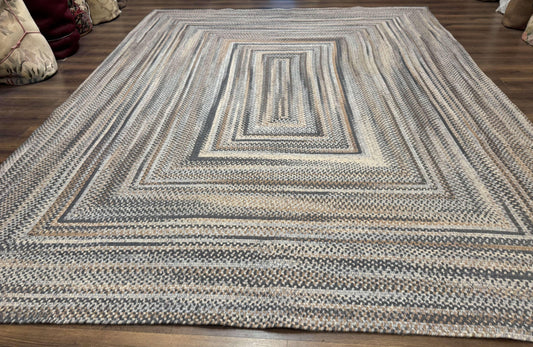 Large American Braided Rug 10x13, Multicolor, Vintage Braided Carpet, Rare Size - Nuvé