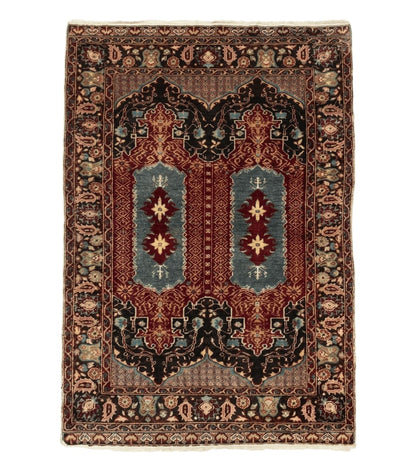 Antique Turkish Rug 4x6, Unique Rare Carpet