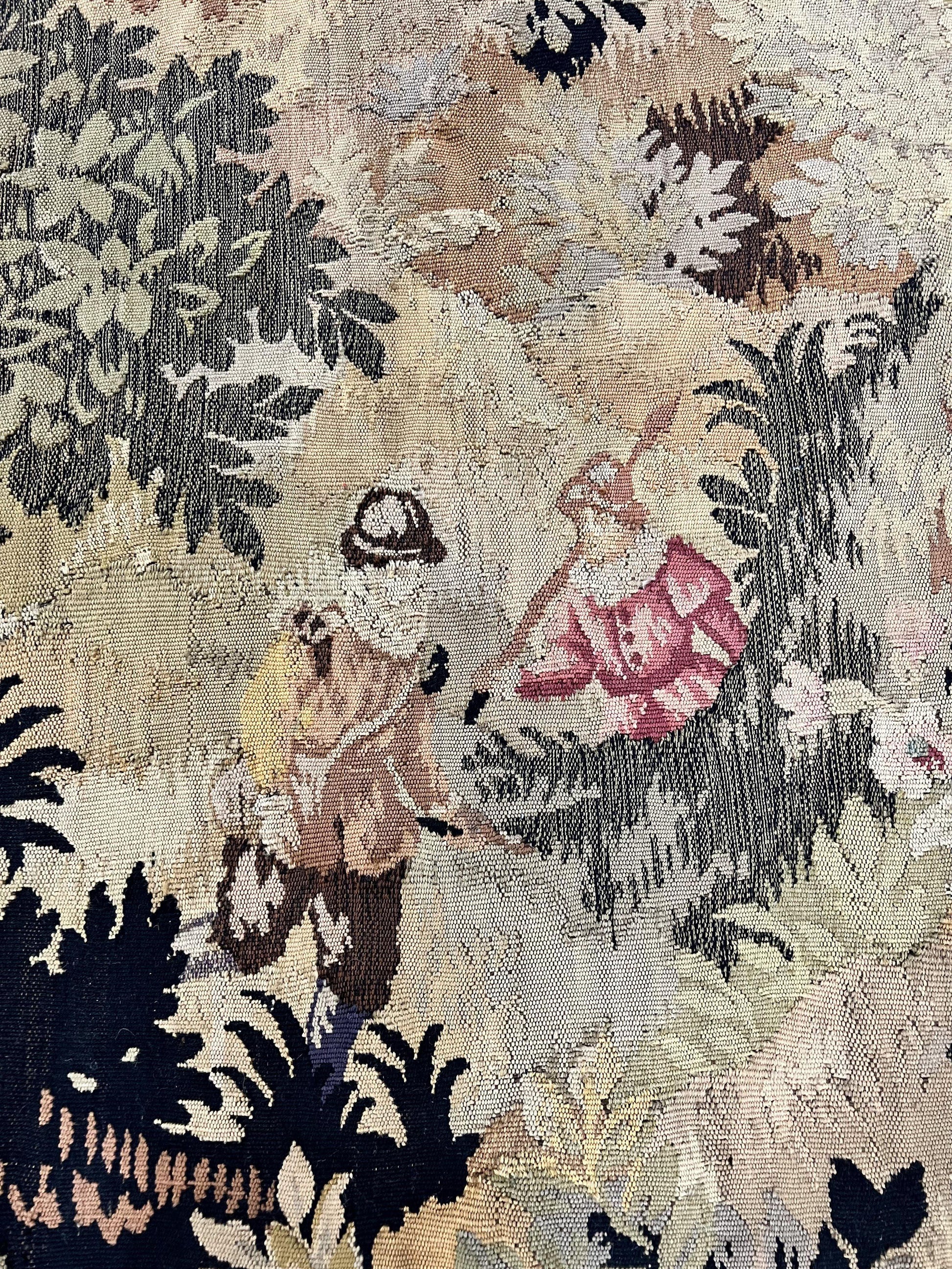 Antique French Tapestry 6x5 ft, European Handmade Wool Aubusson Weave Vintage Tapestry - Nuvé