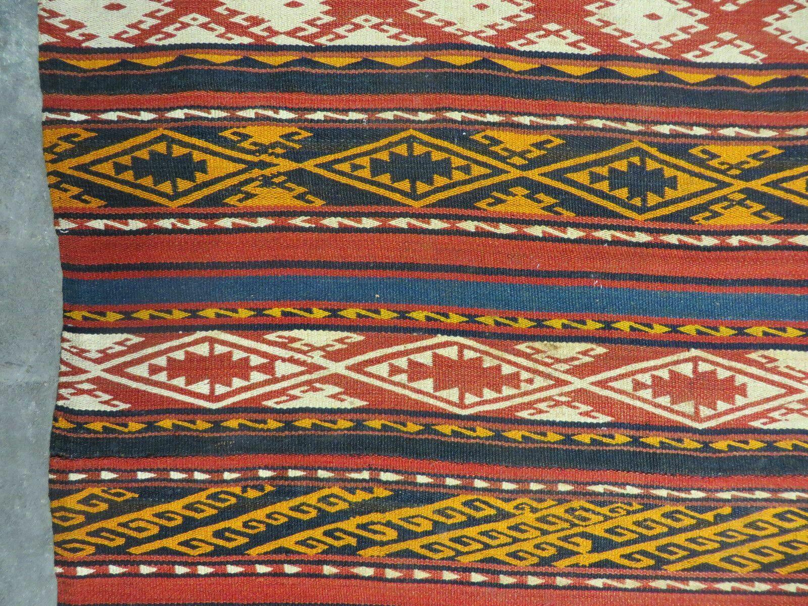 6' X 10' Antique 1930 Turkish Jajim Kilim Handmade Flat Weave Wool Rug Veg Dye - Nuvé