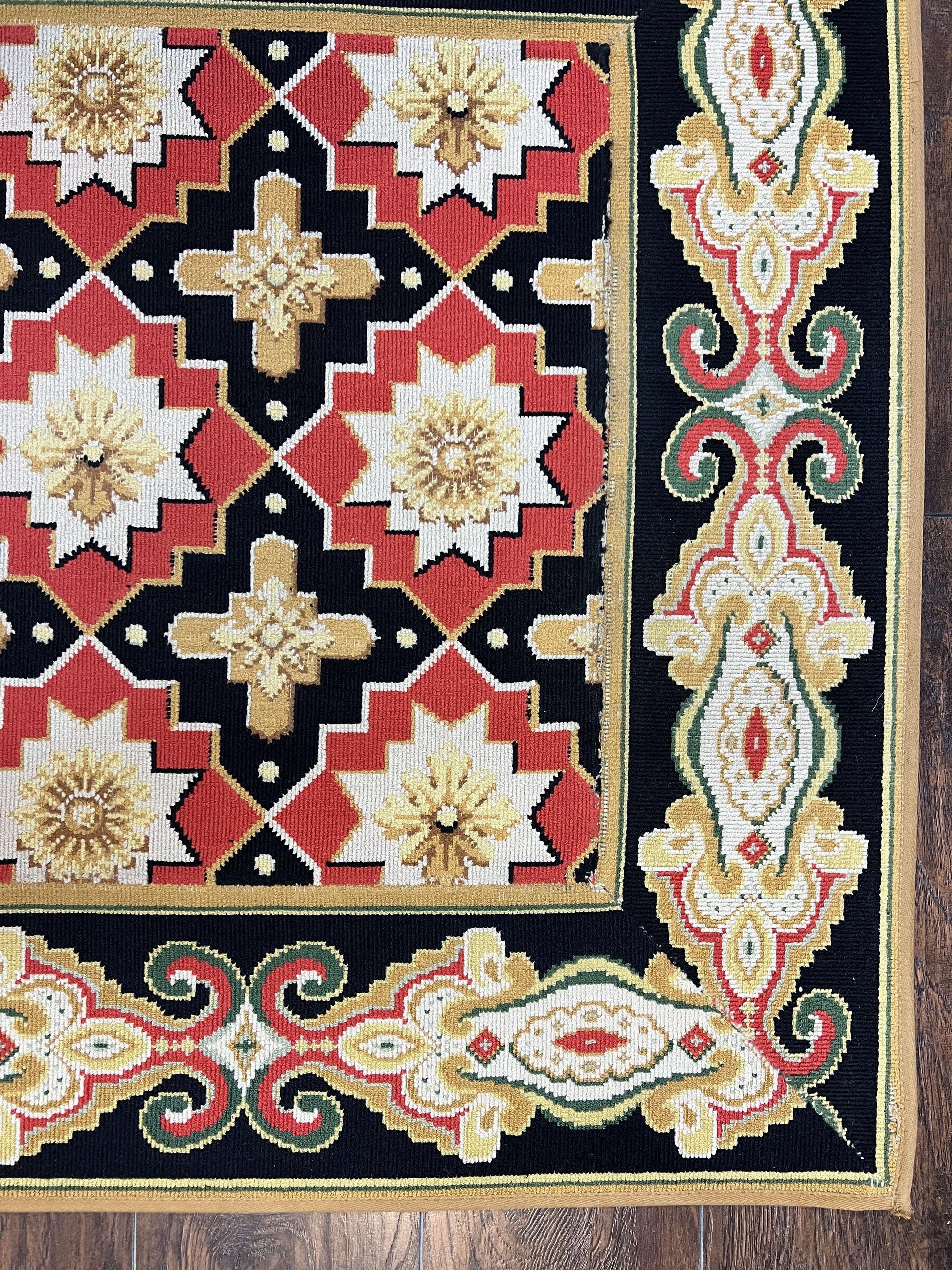 Vintage Runner Rug 3.5 x 14, Long Runner Rug, Stark Custom Made Carpet, European Design, Red Black Ivory Tan, Long Rug for Hallway - Nuvé