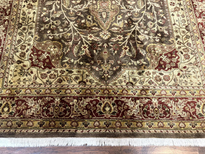 Indo Persian Rug 6x9, Wool Handmade Vintage Rug, Floral Cross Pattern - Nuvé
