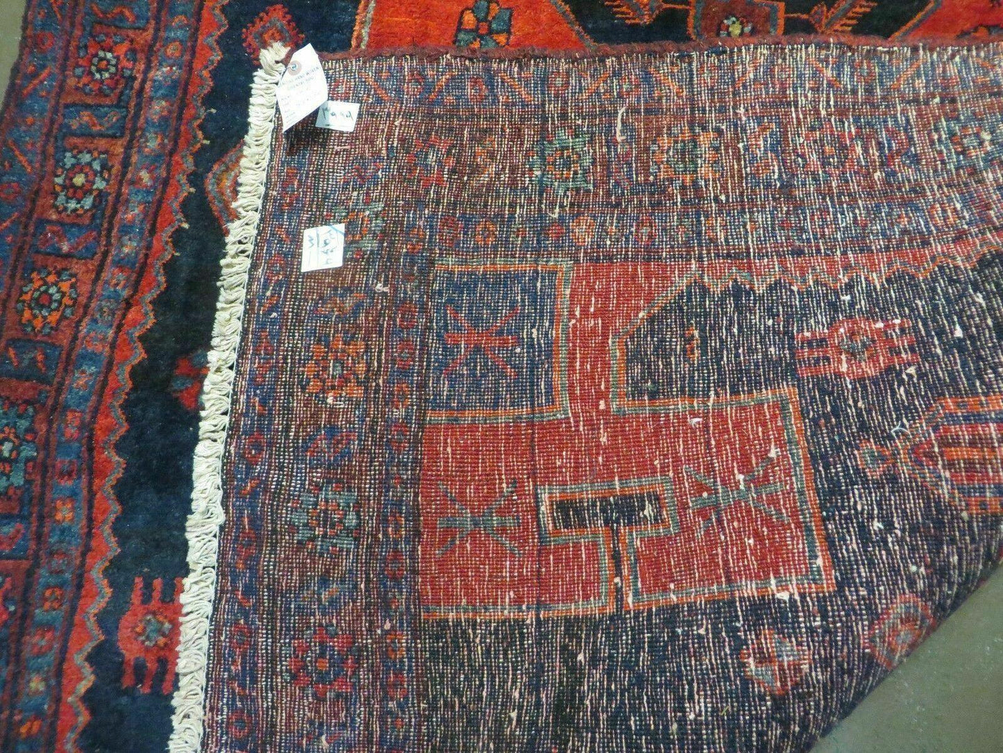 4' 6" X 8' 2" Antique Handmade India Tribal Geometric Wool Rug Red Blue # 129 - Nuvé