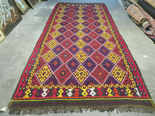 6' X 13' Antique Turkish Kilim Handmade Flat Weave Wool Rug Veg Dye - Nuvé