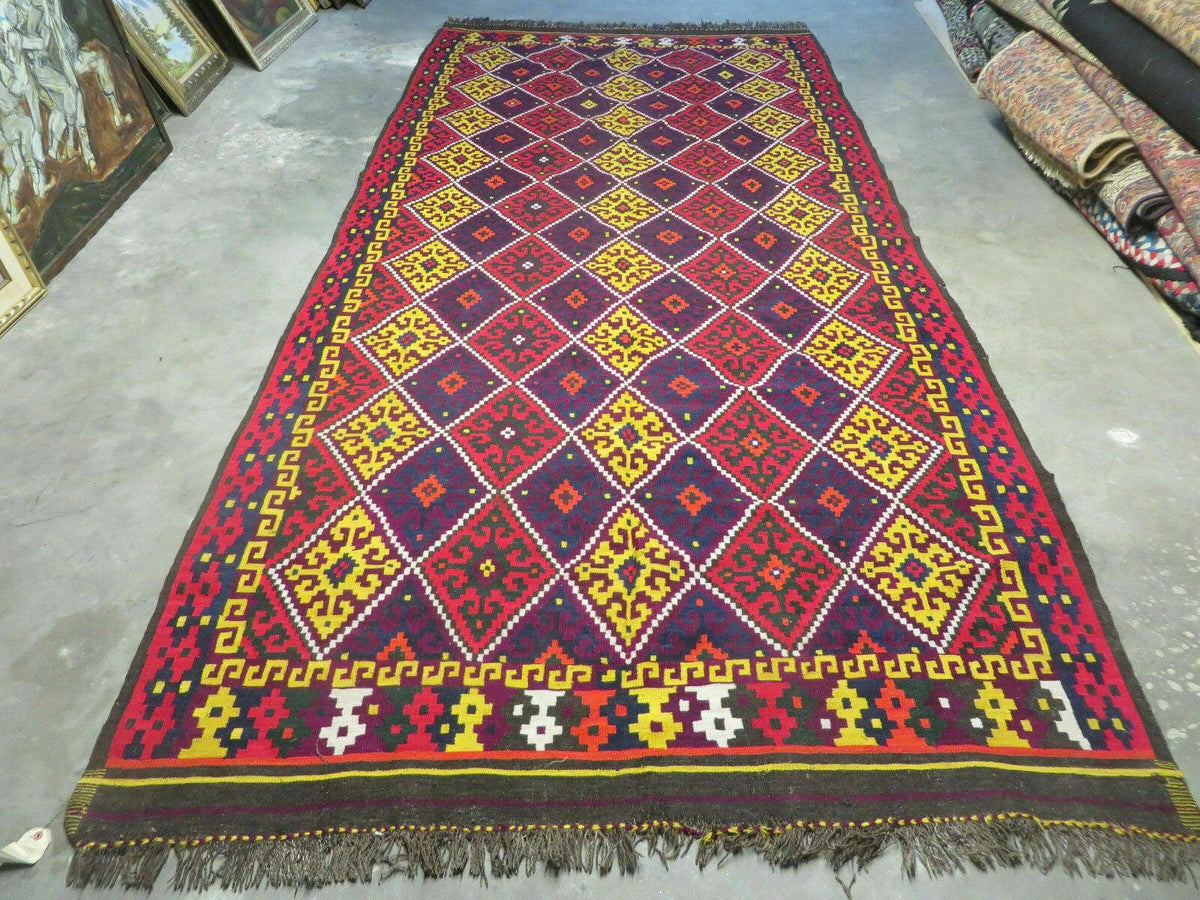 6' X 13' Antique Turkish Kilim Handmade Flat Weave Wool Rug Veg Dye