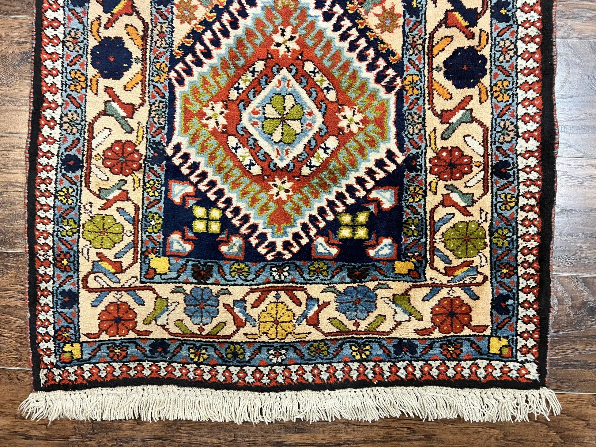 Persian Tribal Runner Rug 2.9 x 14, Colorful Rare Antique Persian Shiraz Yalameh Geometric Carpet for Hallway, 14ft Runner, Handmade, Wool, Red - Nuvé