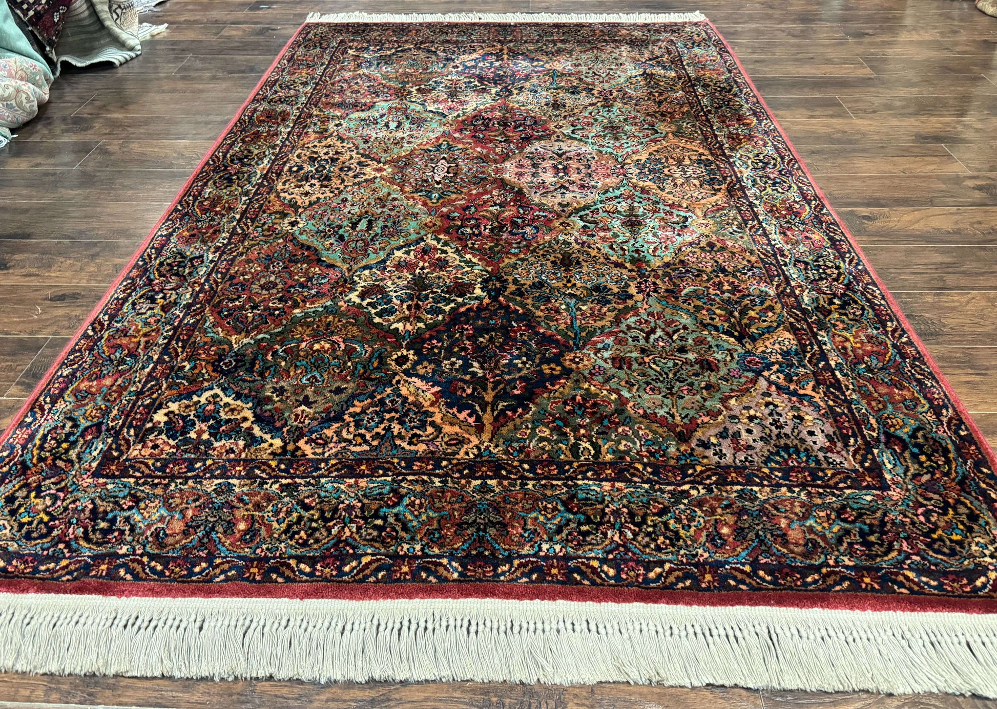 5.9 x 9 Karastan Rug Multicolor Panel Kirman #717, Original 700 Series, Wool - Nuvé