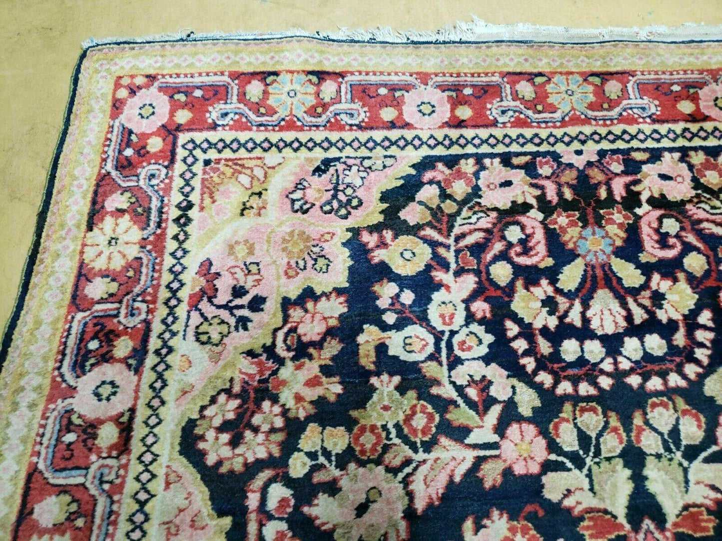 4' X 6' Antique Handmade India Floral Oriental Wool Rug Carpet Organic Blue - Nuvé