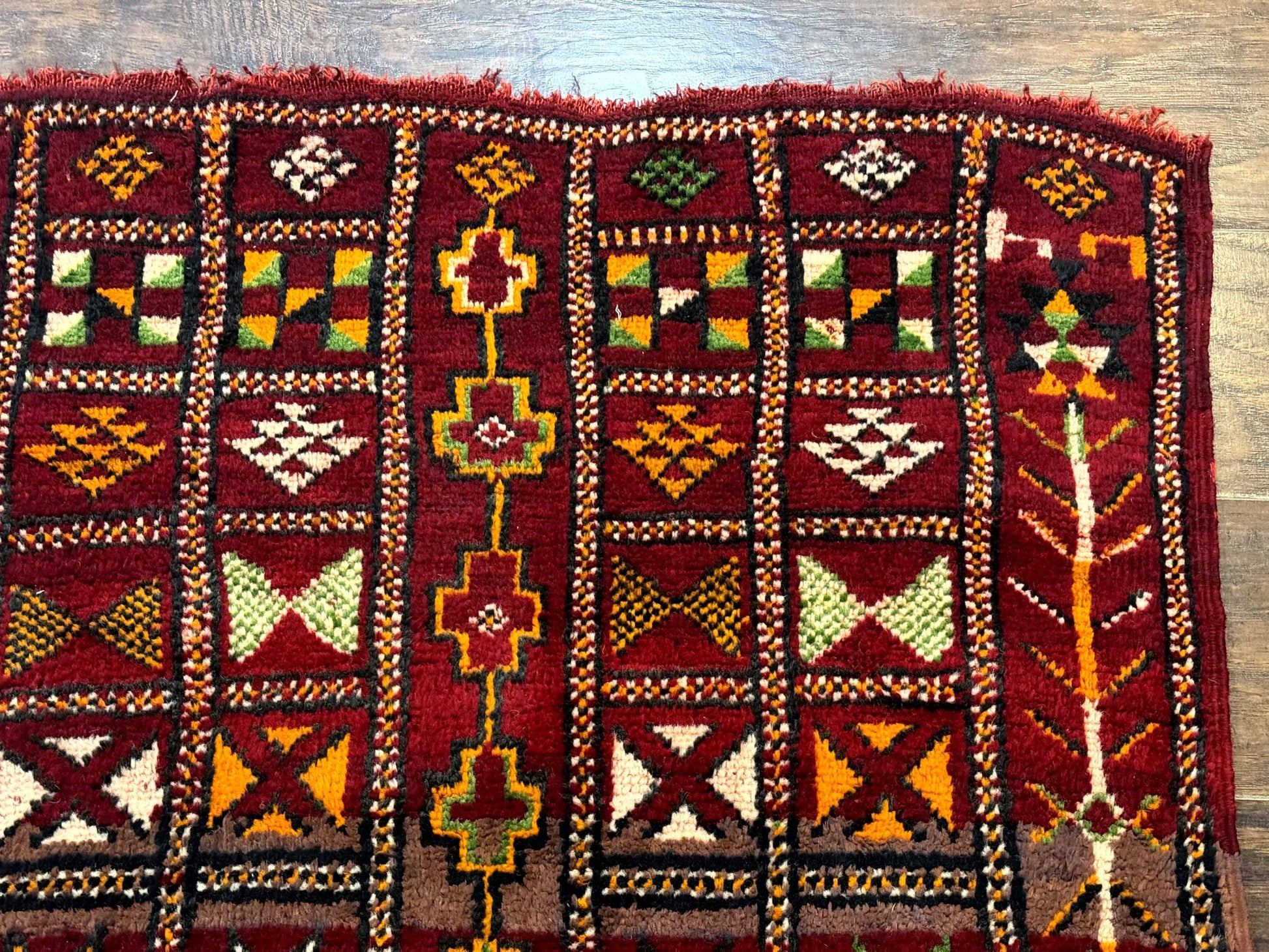 Moroccan Berber Tribal Rug 3x5, Geometric Area Rug, Red Orange Brown - Nuvé