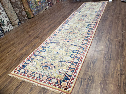 Hallway Runner Rug, Kitchen Runner, Sultanabad Hand Knotted Rug, Farmhouse Rug, 1950s Rug, Mahal Rug, Turkish Rug, Long Runner, Yellow - Nuvé