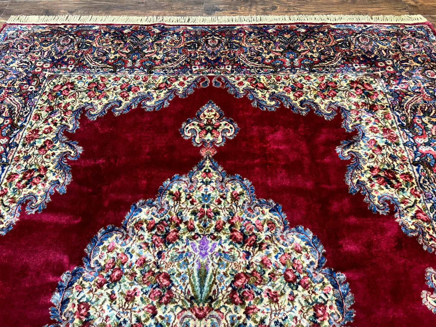 Karastan Rug 8.8 x 12 - Red Floral Kirman - Wool Pile Carpet - Nuvé