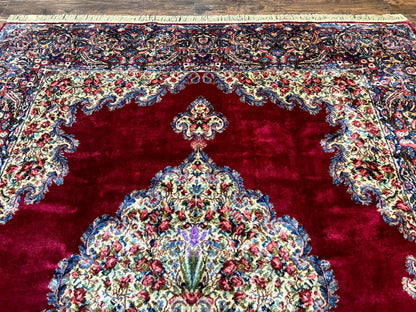Karastan Rug 8.8 x 12 - Red Floral Kirman - Wool Pile Carpet - Nuvé